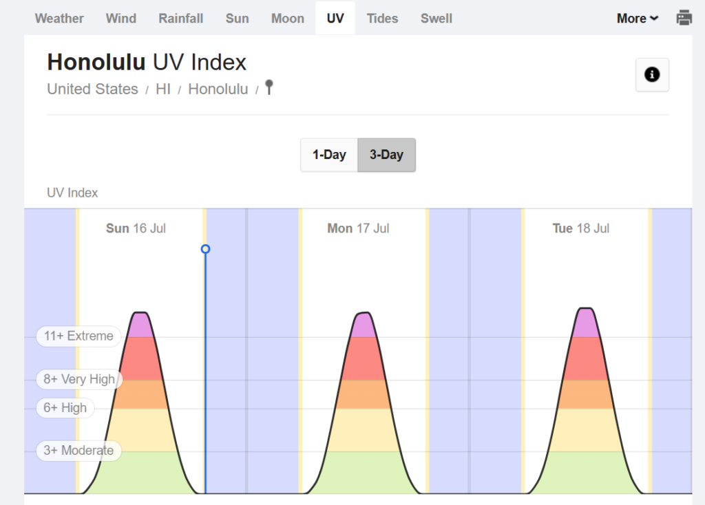 ７月半ばのUV indexの値の画像